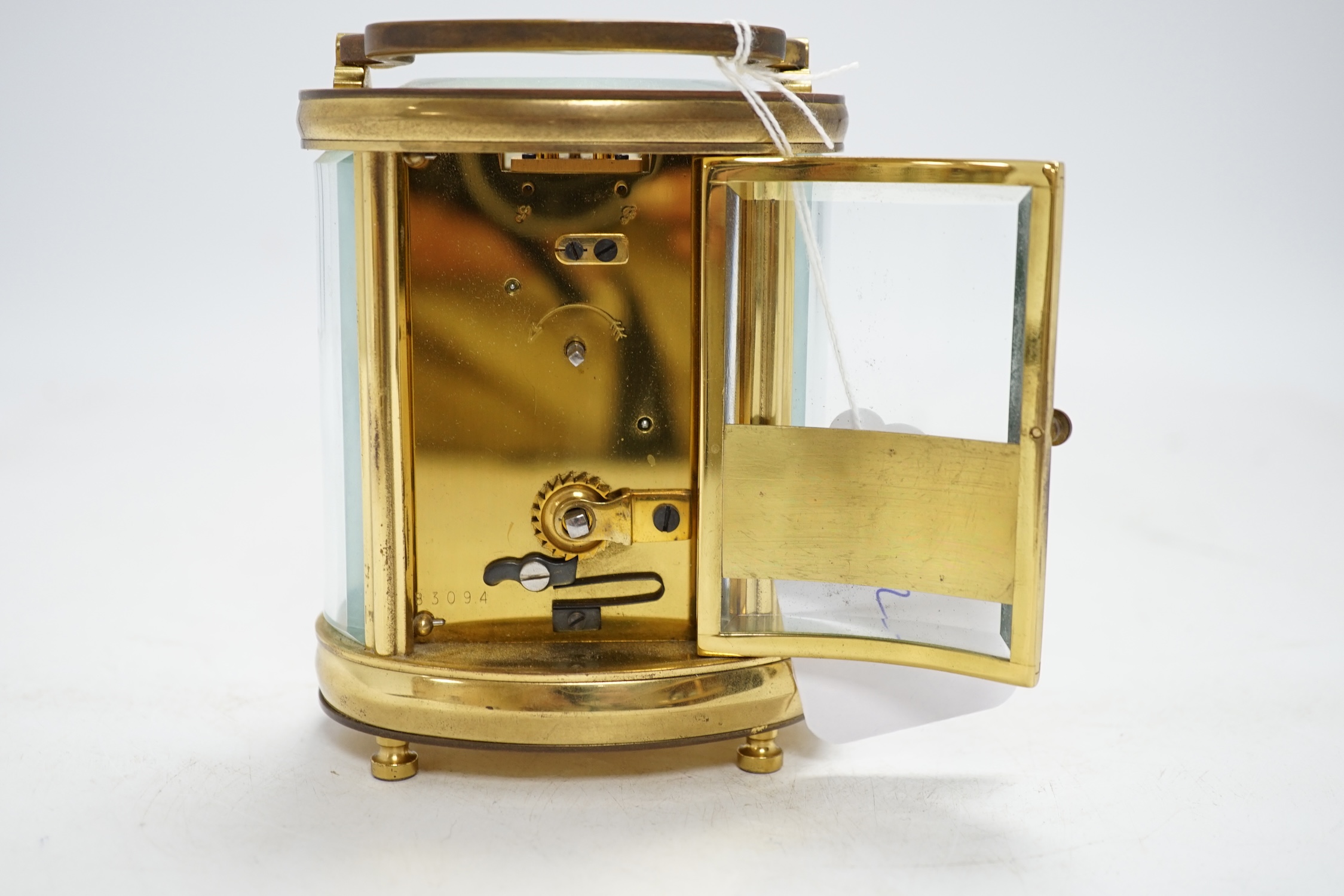 A carriage timepiece signed Charles Frodsham to the dial, with Royal Household connection, 12cm. Condition - fair, not tested